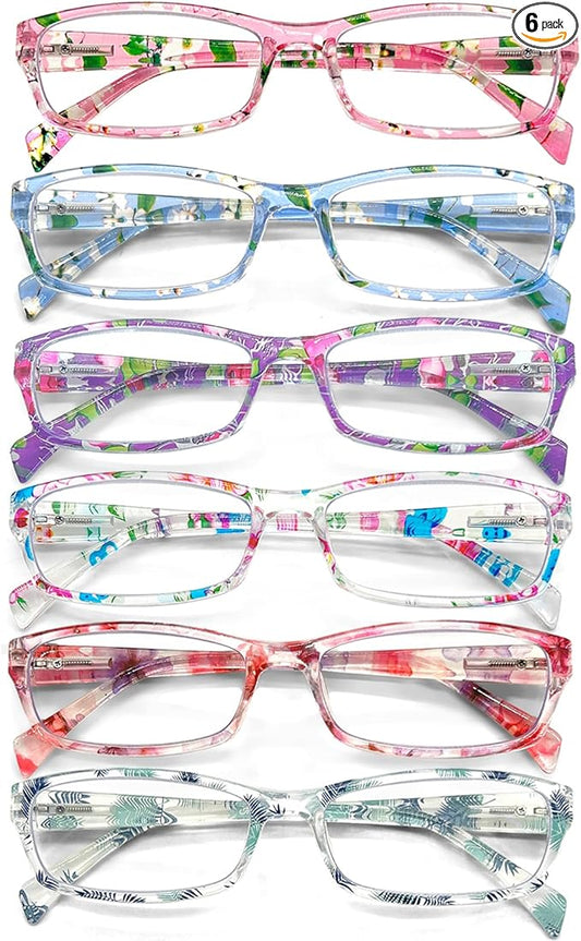 Henotin 6-Pack Reading Glasses Blue Light Blocking Anti Eyestrain Computer Reading Glasses for Women and Men Readers (Mix Color-B, 2.75, Diopters)