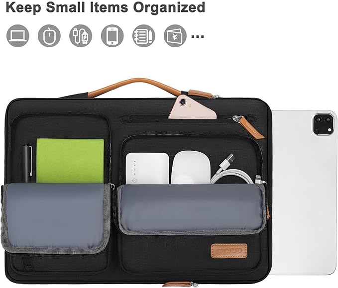 MOSISO 12.9 inch Tablet Sleeve Case for iPad Pro 13 M4 & iPad Air 13 M3 M2, iPad Pro 12.9 M2 M1 6/5th with Magic Keyboard&Smart Keyboard Folio, Side Open Carrying Bag with 4 Zipper Pockets, Black