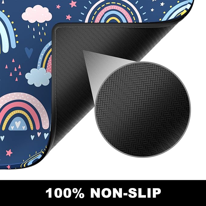 BOSOBO Large Mouse Pad, Desk Pad, XXL XL Extended Gaming Mouse Pad, Desk Mat for Office & Home, Long Keyboard Mat, Huge Mouse Pad, Desktop Full Cover 35.5 x 15.7 Inches, Colorful Rainbow Clouds