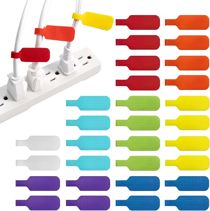 Wrap-It Storage - Cable Labels, Medium, Multi-Color (30-Pack) Write On Cord Tags for Wire Management and Identification by Wrap-ItStorage