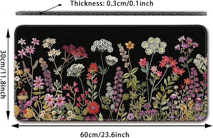 Desk Pad Protector, Office Desk Mat, Large Mouse Pad, Non-Slip Desk Blotter, 23.6x11.8 inch, Watercolor Flower