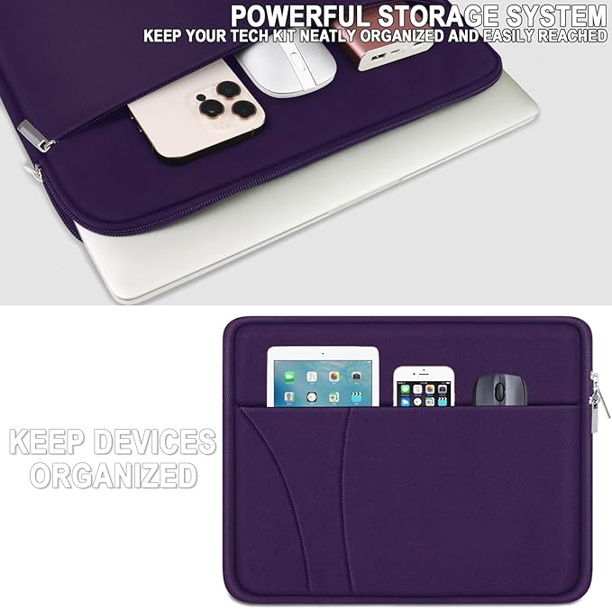 Laptop Sleeve Case 14 inch, Slim Traveling Laptop Cover with Zippered Pocket, Shockproof Protective Carrying Briefcase Computer Bag for 14" MacBook Air/Pro, HP, Dell, Lenovo, Acer, Dark Purple