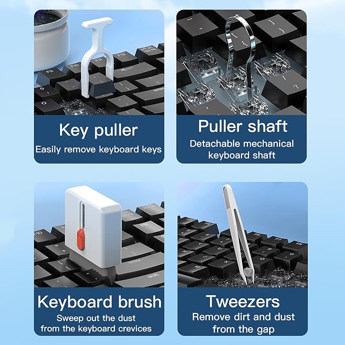 DAPOWER 32-in-1 Keyboard Cleaning Kit for MacBook Laptop Computer, Earbud Cleaner Kit for Airpod Earphones, Multi-Function PC Electronic Cleaner Kit for iPhone Cell Phone Camera (Black) - Image 4