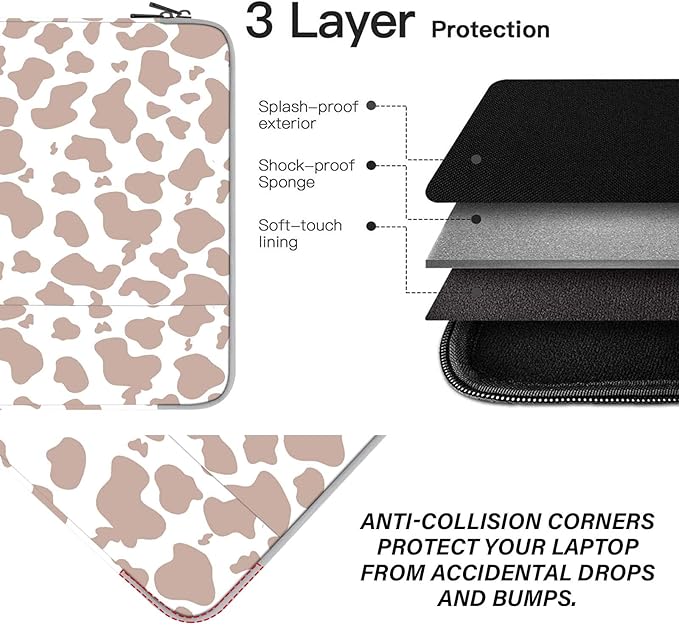 Laptop Sleeve Bag 15.6-16 inch,Compatible with MacBook Air 15 inch M2 2023 A2941/16 Pro M2 A2780 M1 A2485 /Pro Retina 15 A1990,Chromebook,HP,15.3-16 inch Notebook (Brown Cow)