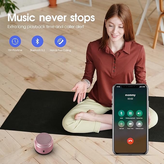 LFS Portable Bluetooth Speaker,Small Bluetooth Speake,Ultra Long Play 15 Hours,TWS Pairing,Suitable for Home,Pool,Beach,Boating, Hiking, Camping for Waterproof Outdoor Mini Speaker-Pink