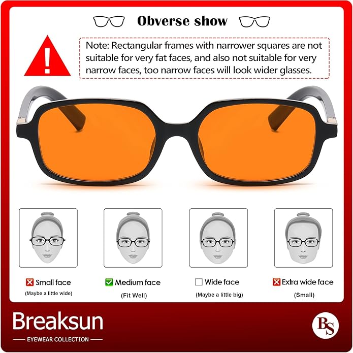 Breaksun Retro Rectangle Glasses for Women Men Small Square Blue Light Blocking Glasses Vintage Eyeglasses