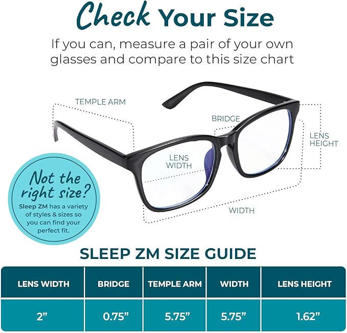 Sleep ZM Blue Light Blocking & Light Sensitivity Glasses - 8 Lens Types for Comfort, Relaxation, Sleep & Relief - 50+ Styles