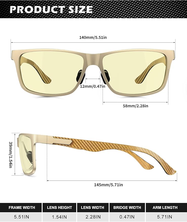 ANYLUV Carbon Fiber Reading Glasses for Men Women, Blue Light Blocking Computer Readers, Anti Glare Spring Hinge
