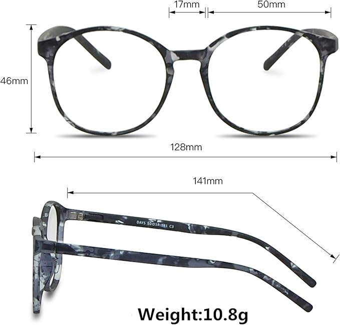 LifeArt Round Blue Light Blocking Glasses, Computer Glasses, Gaming Glasses, TV Glasses for Women Men (Gray, 4.25 Magnification)