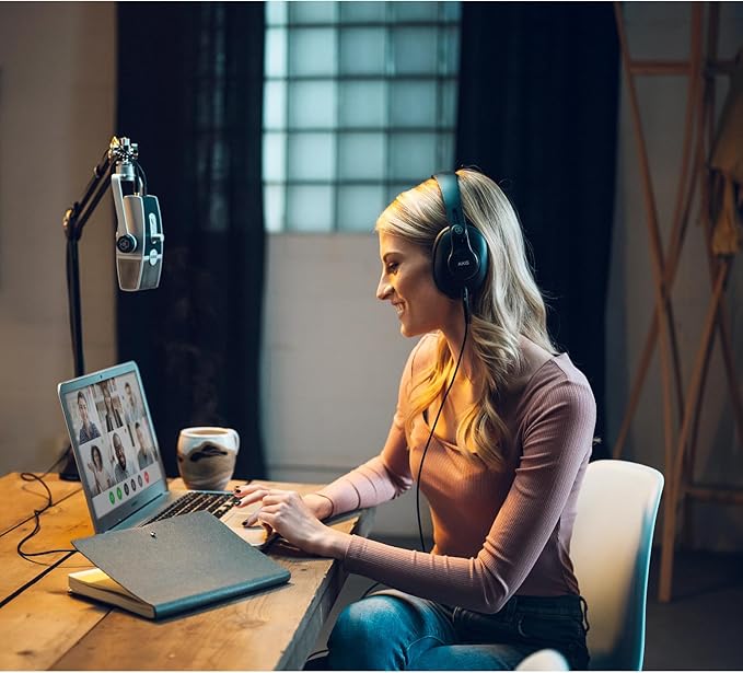 AKG Pro Audio Lyra Ultra-HD USB C Microphone for Recording, Streaming, Gaming, Podcasting, ASMR on PC and Mac, Condenser Mic for Laptop or Computer, Adjustable Stand, Plug and Play – Blue and Silver