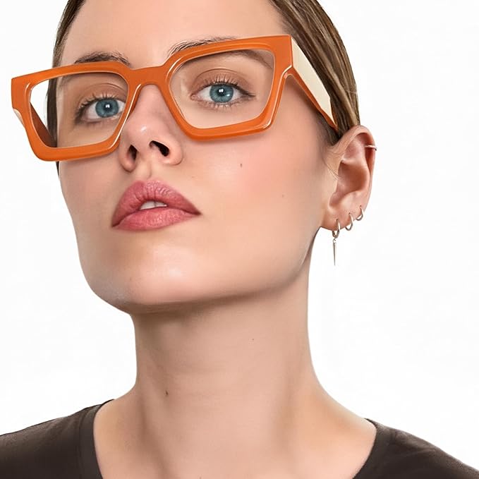 livho Oversized Eyewear Frame for Woman and Men - Rectangle Fashion Glasses for Computer, Chic Preppy Frame
