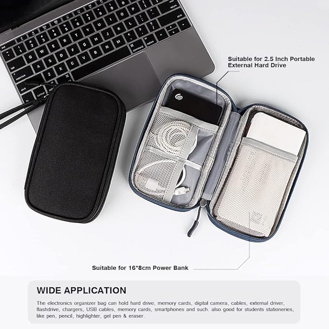 Electronics Organizer Bag Pouch Cable Charger Organizer Travel Shockproof Cord Carrying Case for Earphone Powerbank USB Hard Drive SD Card (Pink)