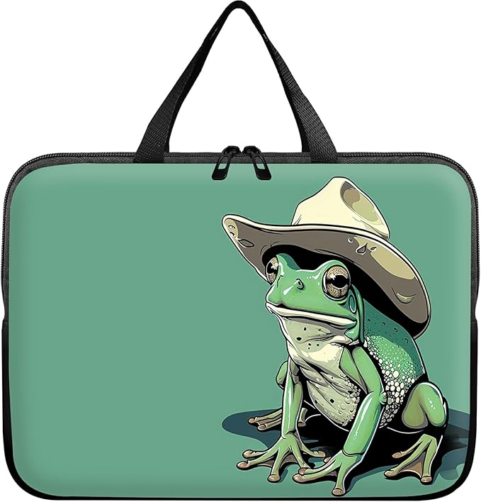 Universal Laptop Sleeve Tablet Case 12 inch, Green Frog Slim Carrying Case Durable Handbag Travel Laptop Bag for Surface Pro 9 8 7/Laptop Go 2 3, MacBook Air 11/12