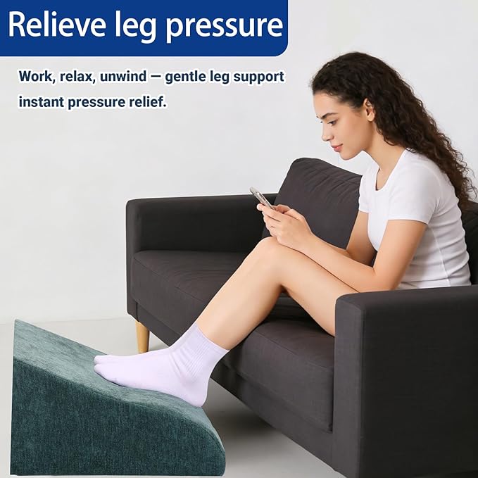 Foot Rest for Under Desk at Work, Ergonomic Under Desk Footrest with Washable Cover for Office, Home & Gaming Leg Elevation Pillow Green