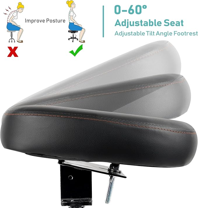 Lilithye Footrest Stool Under Desk Adjustable Height and Tilt Angle Footrest Ottoman Ergonomic Foot Stool with Wheels 360° Rolling for Home Office (New Black)