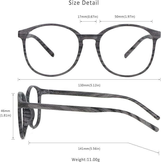 LifeArt Round Blue Light Blocking Glasses, Computer Glasses, Gaming Glasses, TV Glasses for Women Men (Wood, 1.50 Magnification)