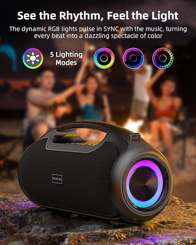 Upgrade Portable Bluetooth Speakers Wireless, 200W MAX Loud Powerful Speaker w/Deep Bass, IP65 Waterproof/ BT5.4, for Outdoor, Party, Camping, Tailgating, Beach, Large Workshop, Garage, 24H Playtime
