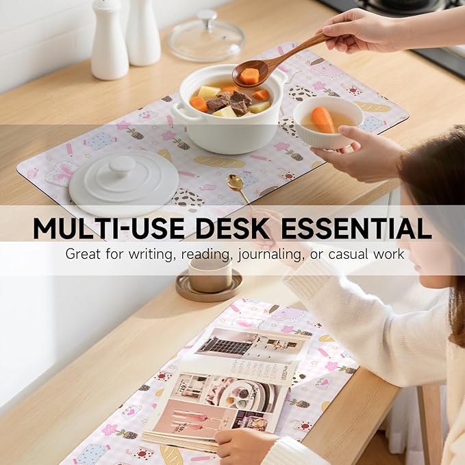 AUPET Leather Desk Pad Blotter Mat, Large Mouse Pad, Non-Slip Waterproof Desk Writing Pad Protector, Desk Decor for Office，Home，Gaming (Cute Daily Fragments, 35.4X15.7 inch)