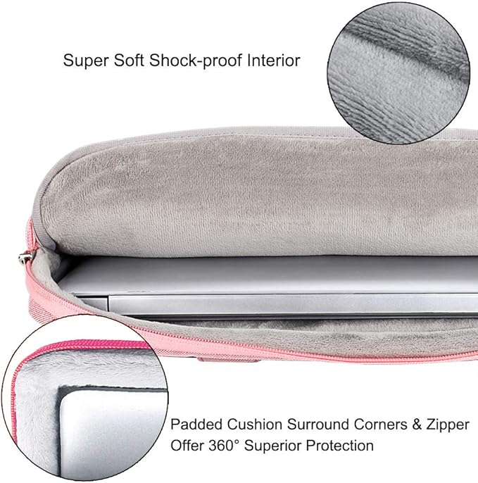 Voova Laptop Bag 17 17.3 Inch, 360° Protective Laptop Case Sleeve with Shoulder Strap Compatible with 17-18 Inch Lenovo Asus Acer Dell Hp, Waterproof Computer Bag Slim Briefcase for Women, Pink