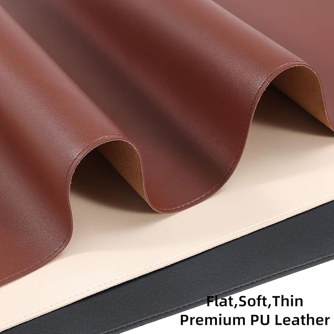 PU Leather Desk Pad Blotter 27x13 inches,Non-Slip Base Waterproof Surface Office Desk Mat,Large Computer Mouse Pad,Old Desktop Cover Decor,Brown