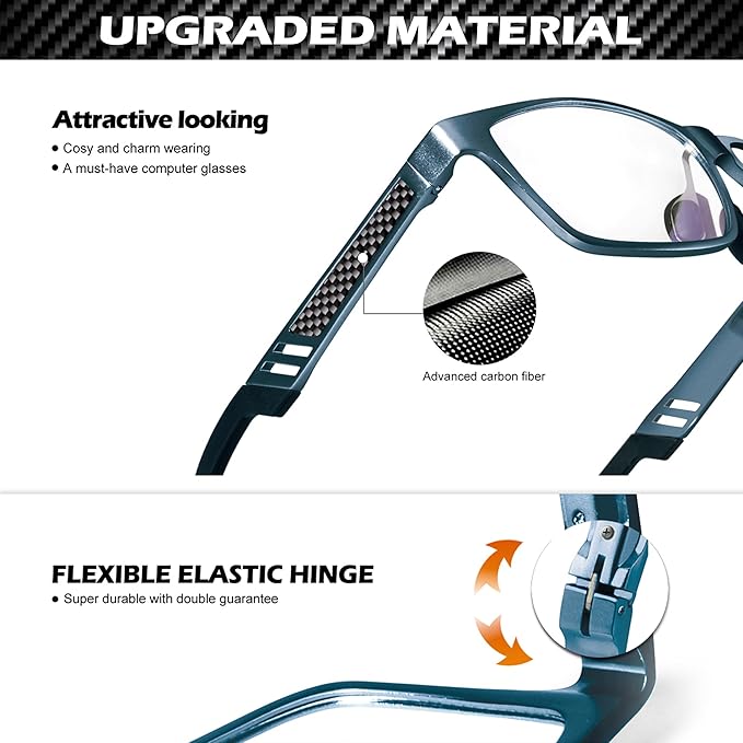 ANYLUV Blue Light Blocking Glasses Men Computer Gaming Glasses Lightweight Al-Mg Metal Anti Eyestrain Eye Protection
