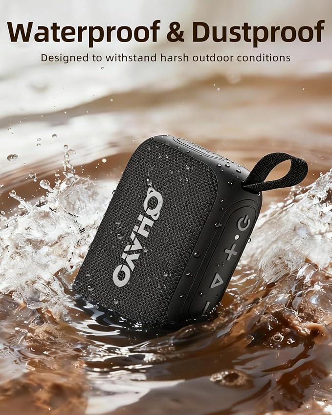 OHAYO Bluetooth Shower Speaker, IPX7 Waterproof, Portable Mini Speaker with Clip, Wireless, 24H Playtime, RGB Light, Powerful Sound and Punchy Bass, Electronics Gifts for Outdoors/Home/Office/Travel