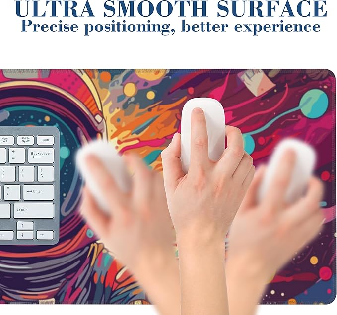 Large Mouse Pad Astronaut in The Universe Extended Gaming Mousepad Waterproof Desk Pad with Non-Slip Base and Stitched Edge Keyboard Pad 11.8 x 31.5 Inch Mouse Mat for Home Office Desk Decor