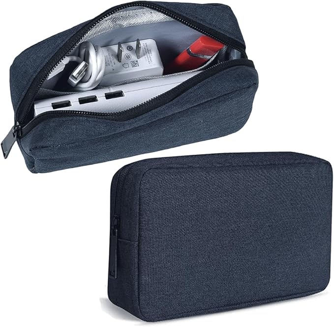 Cord Organizer Travrel Bag, Electronic Organizer Travel Case, Water Resistant Cable Organizer Pouch Bag for Cable, Cord, Charger, Phone, Power Bank, Earphone (Small-Navy Blue)