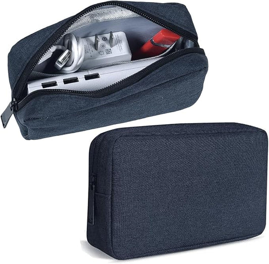 Cord Organizer Travrel Bag, Electronic Organizer Travel Case, Water Resistant Cable Organizer Pouch Bag for Cable, Cord, Charger, Phone, Power Bank, Earphone (Small-Navy Blue)