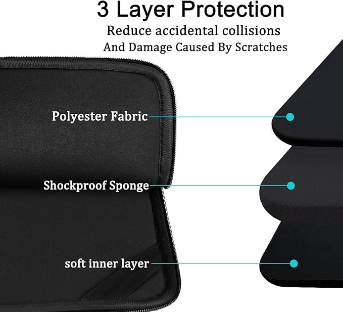 Laptop Case Sleeve 15.6 inch, Durable Shockproof Protective Computer Carrying Cover with Front Pocket, Briefcase Handbags Laptop Sleeve Bag for 15.6 inch HP, Dell, Acer, Asus, Notebook, Black