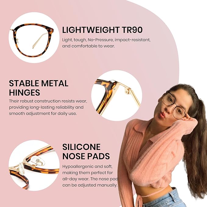 Cyxus Blue Light Glasses for Woman, Stylish Cat Eye Blue Light Blocking Computer Glasses for Working, Laptop and Screen Use