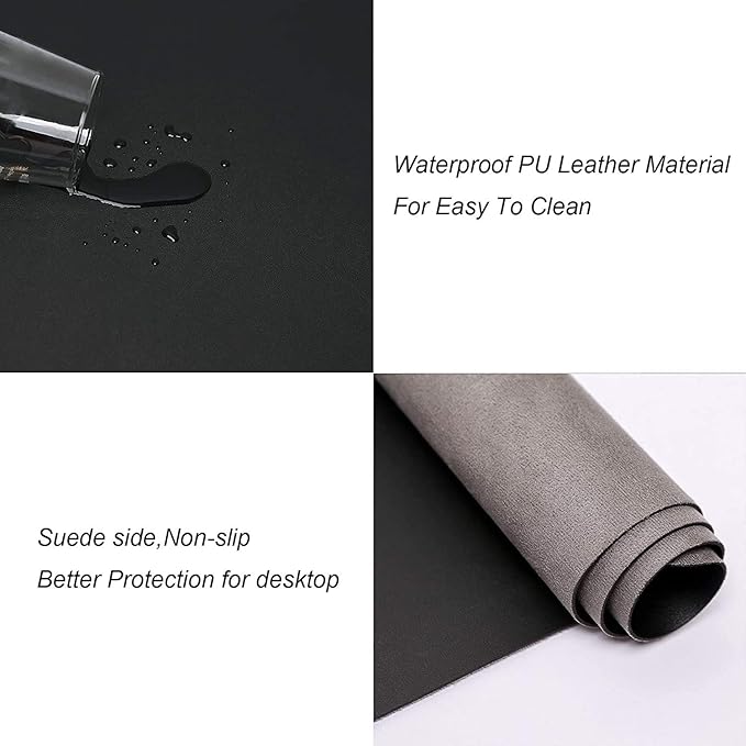 Office Desk Pad, Writing Mat with Full Grip Fixation Lip, Non-Slip PU Leather Table Blotter Desk Protector Gaming Mat Laptop Keyboard Working Mat, Waterproof Table Protective Pad