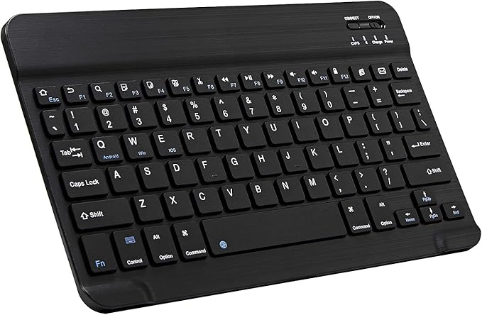 Ultra-Slim Bluetooth Keyboard Portable Mini Wireless Keyboard Rechargeable for Apple iPad iPhone Samsung Tablet Phone Smartphone iPadOS iOS Android (10 inch Black)