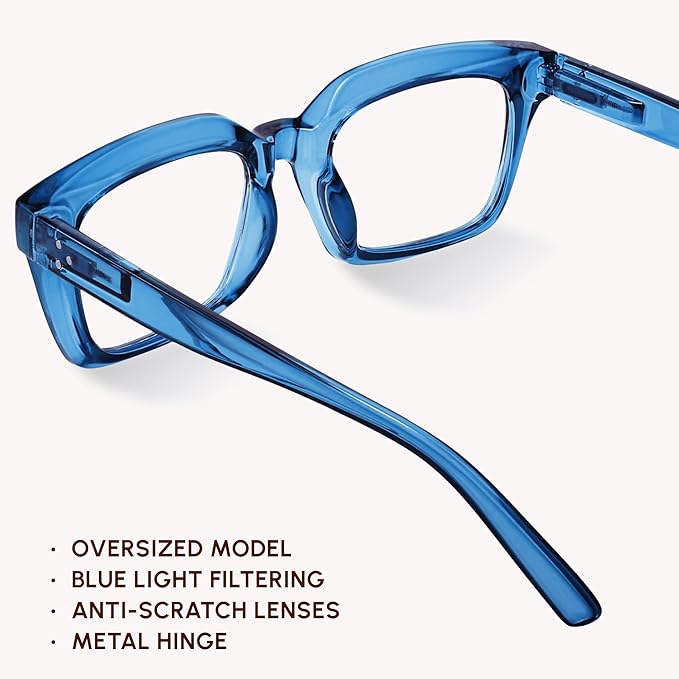 IBOANN Oversized Blue Light Glasses for Woman, Funky Fashion Glasses With Preppy Look, Reduce Screen Fatigue Computer Glasses