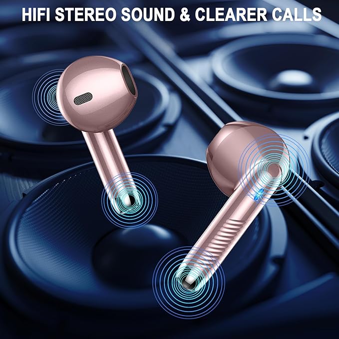 Wireless Earbuds, Bluetooth 5.4 Headphones HiFi Stereo, in Ear Earphones with ENC Noise Cancelling Mics, 40H Playback Ear Buds with Mini Case, IP7 Waterproof Headset with LED Display for Android iOS