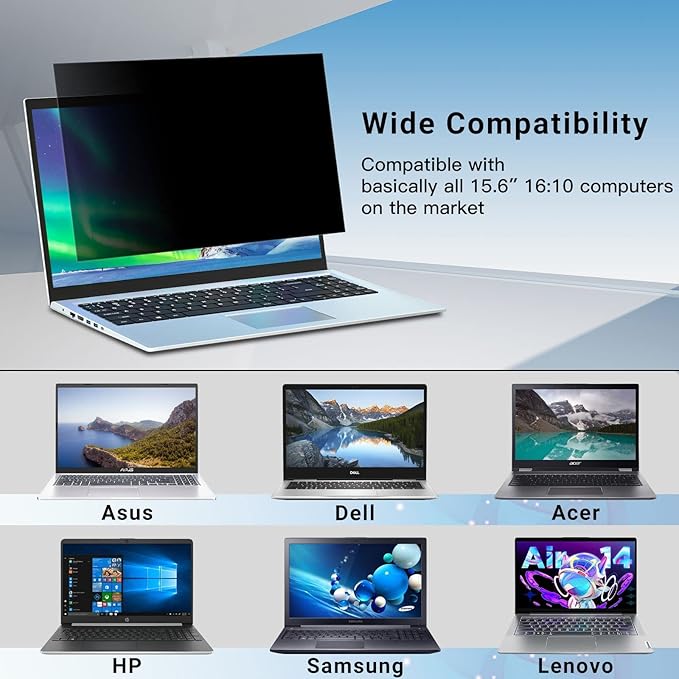 ZOEGAA 15.6 Laptop Privacy Screen for 16:10 Ratio Computer Monitor, Possessing Many International Patents such as Privacy Filtration Membranes and International Trademarks