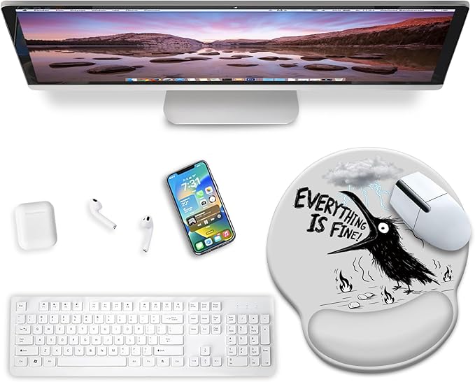 Mouse Pad with Wrist Rest, Funny Crow Ergonomic Mouse Pads Wrist Support for Desk, Goth Gaming Mousepad for Wireless Mouse Laptop Computer Work Home Desk Accessories Office Supplies Desktop Decor