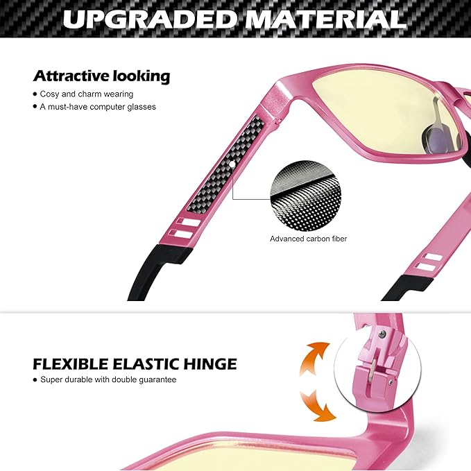 ANYLUV Blue Light Blocking Glasses Men Computer Gaming Glasses Lightweight Al-Mg Metal Anti Eyestrain Eye Protection