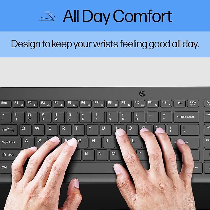HP 150 Wired Keyboard - Full-Sized, Keyboard with Numeric Keypad - Silent-Touch Chiclet Keyboard - Ergonomic, Comfortable Design - USB Plug-and-Play Connectivity, LED Indicators (664R5AA, Black)