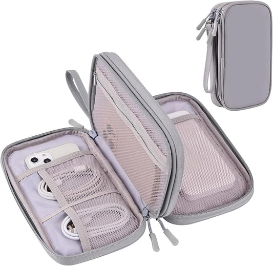 DDgro Electronics Travel Organizer, Tech Accessories Pouch Bag for Cables/Charger & Cords (Gray, PU-M)