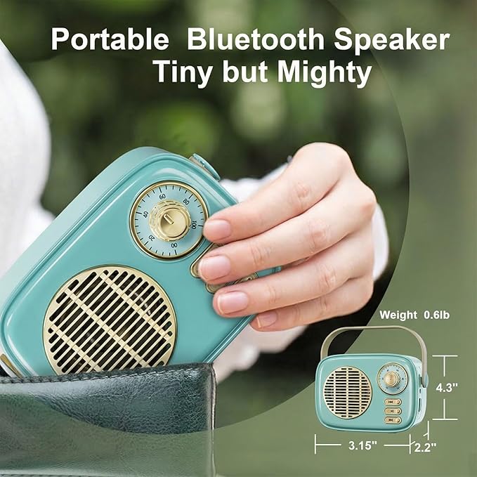 Retro Bluetooth Speaker, Vintage Decor, Gifts for Women Men Teen Girls,Portable Wireless Bluetooth Speaker, Cute Aesthetic Style for Office Kitchen Desk Bedroom Outdoor Support USB/TF Card/AUX (Blue)