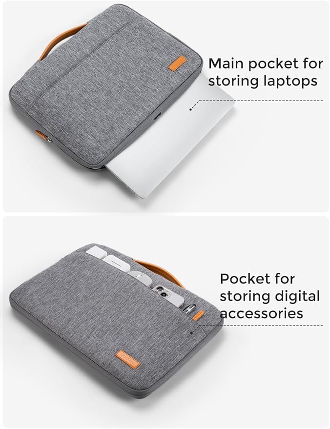 DOMISO 14 inch Laptop Case Sleeve Protective Cover Compatible with 15 inch MacBook Air M4 M3 M2,MacBook Pro,14-15 inch HP Dell ASUS Lenovo Chromebook,Waterproof Computer Cases Bag with Handle,Grey