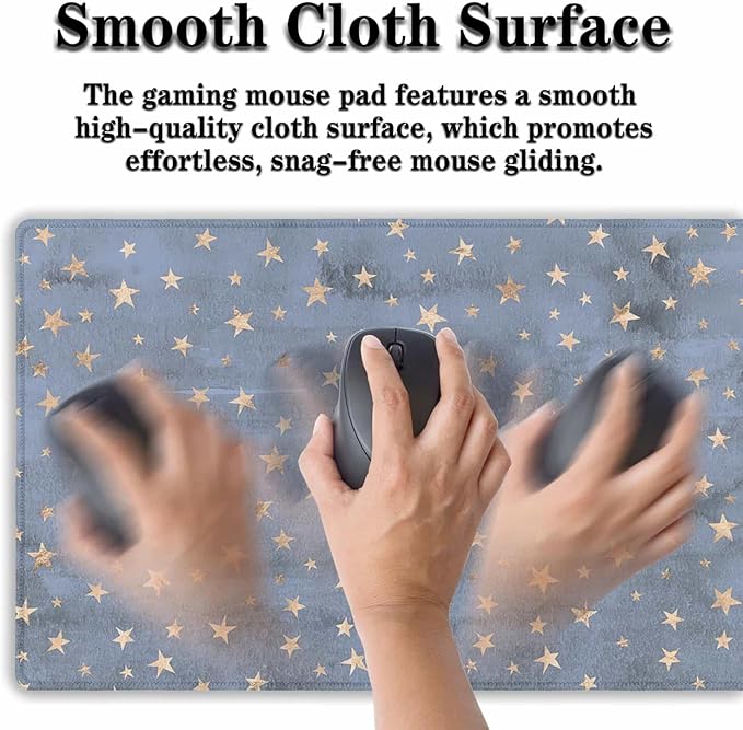 Extra Large Mouse Pad Stars Game Mat, Gaming Mouse Pads Office Desk Mat, Extra Large Desk Pad Non-Slip Rubber Base Waterproof with Stitched Edges, 35.4 X 15.7 inch for Work/Game/Office/Home