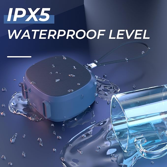Speaker, Small Portable Bluetooth Wireless IPX5 Waterproof Shower Speaker,Loud Stereo Sound Deep Bass,Dual Pairing, RGB Lights,Long Playtime for Outdoor Party, Great Gift,1PC (Blue)