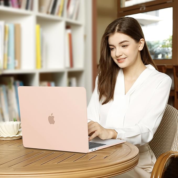 MOSISO Compatible with MacBook Air 13 inch Case M1 Chip 2021-2018 Release A2337 A2179 A1932, Plastic Hard Shell&Keyboard Cover&Screen Film&Storage Bag for MacBook Air 13.3 inch Case, Peach Fuzz