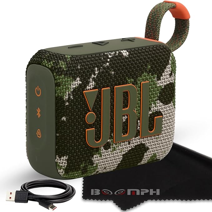 JBL Go 4 Portable Bluetooth Wireless Speaker, IP67 Waterproof and Dustproof Built-in Battery - Squad - Boomph's Comprehensive Ultimate Performance Cloth Solution for Your On-the-Go Sound Experience
