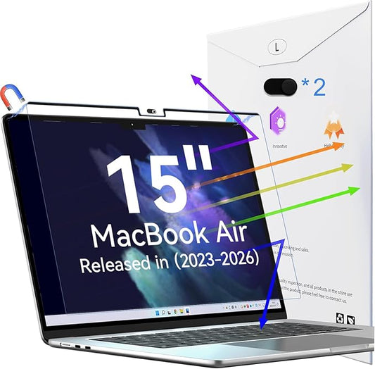 Peslv Magnetic Anti Blue Light Screen Protector for MacBook Air 15 Inch (2023-2026, M2, M3, M4, M5), Removable Glare Filter for 15.3" Mac Laptop Computer