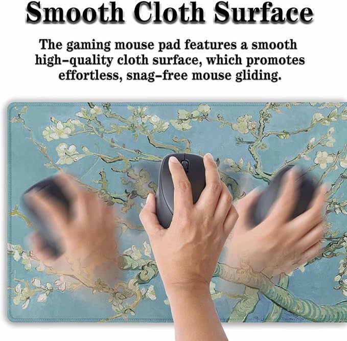 Big Mouse Pad Modern Desk Pad Computer Desk Mats Large Mouse Pads Large Mousepad Waterproof Non-Slip Rubber Base 35.4 X 15.7 for Game Office, Vincent Almond Blossom