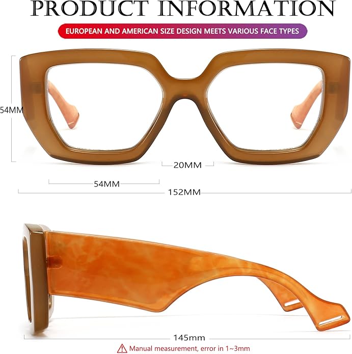 AIEYEZO Thick Frame Blue Light Glasses Men Women, Fashion Square Computer Eyeglass Anti Eyestrain & Prevent Headache