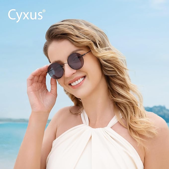 Cyxus Blue Light Glasses for Men and Women, Round Metal Frame Computer Eyeglasses for Office, Gaming, Reading 8090